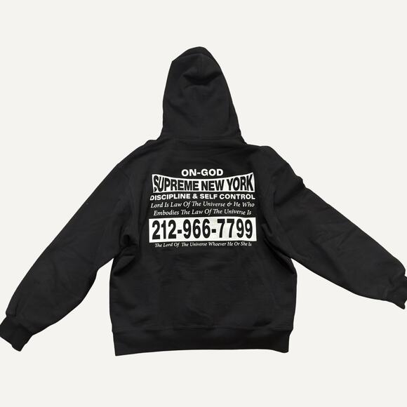 Supreme Other - Supreme On-God Discipline Self Control Hoodie Black Sz Large